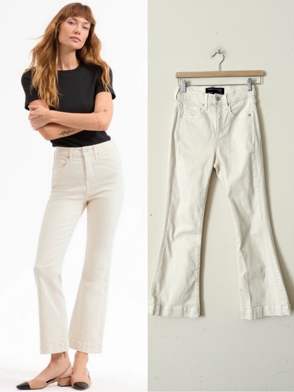 Veronica Beard SIZE 26 Carson high rise Ankle Flare jeans in Ecru